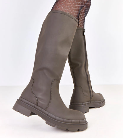 1-Zelené kozačky z matné eko kůže Delita-1