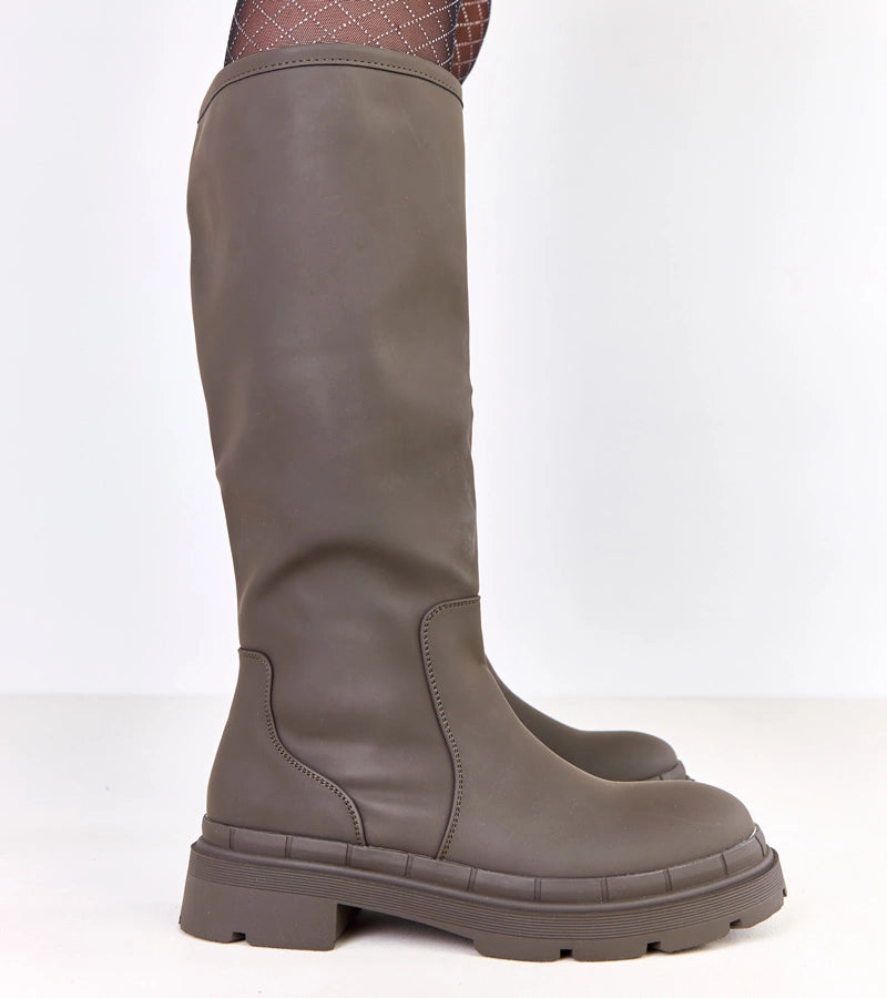 3-Zelené kozačky z matné eko kůže Delita-3