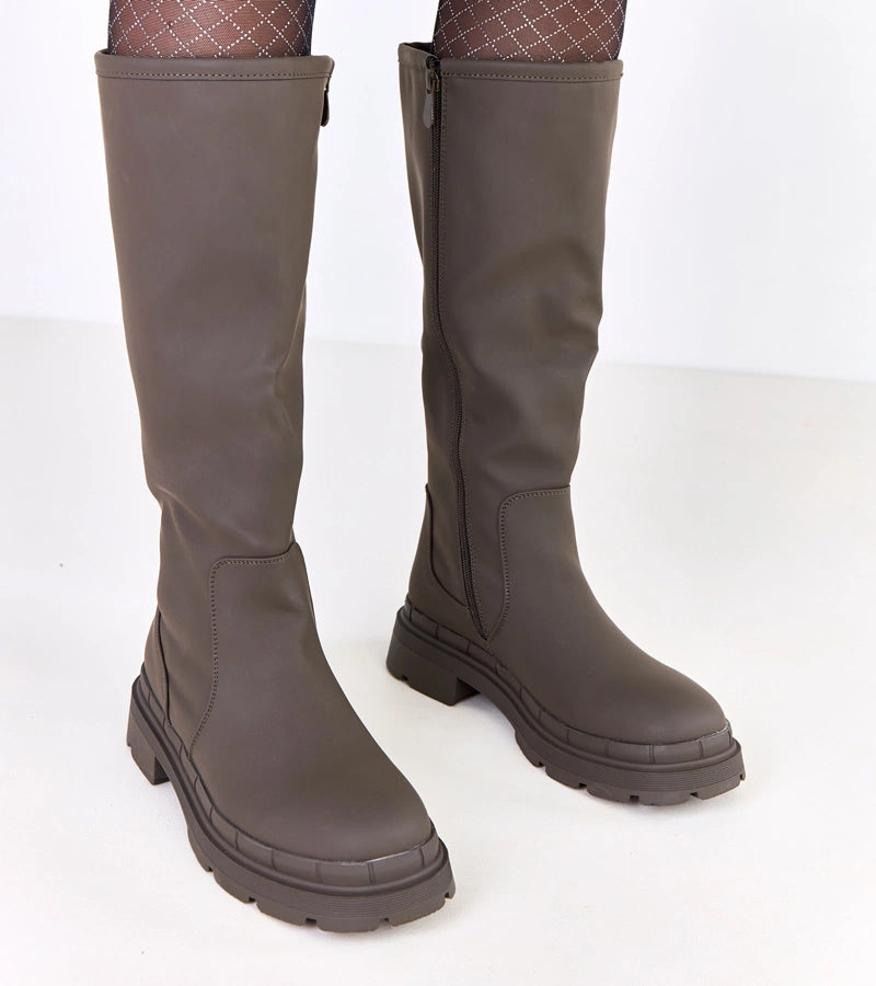 4-Zelené kozačky z matné eko kůže Delita-4