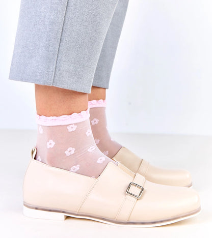 2-Béžové dámské polobotky s koženou stélkou Klensi-2