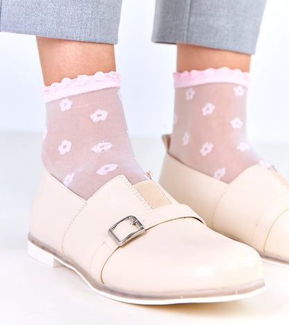 3-Béžové dámské polobotky s koženou stélkou Klensi-3