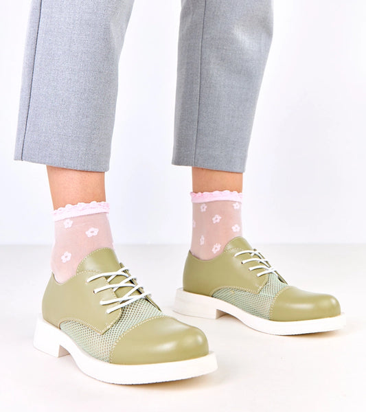 1-Zelené dámské polobotky s síťkou na svršku Moris-1