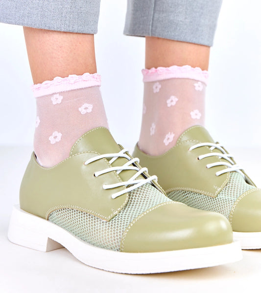 2-Zelené dámské polobotky s síťkou na svršku Moris-2