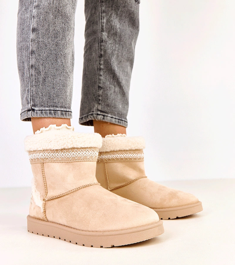 4-Béžové nízké sněhule zdobené výšivkou Sensila-4