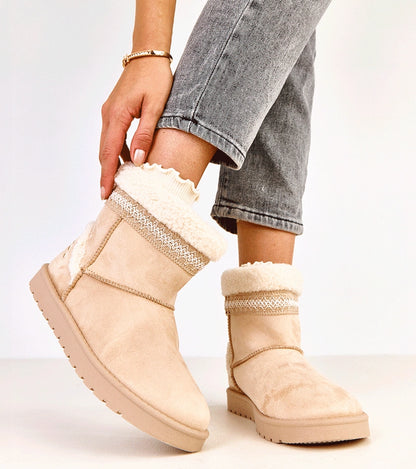 2-Béžové nízké sněhule zdobené výšivkou Sensila-2