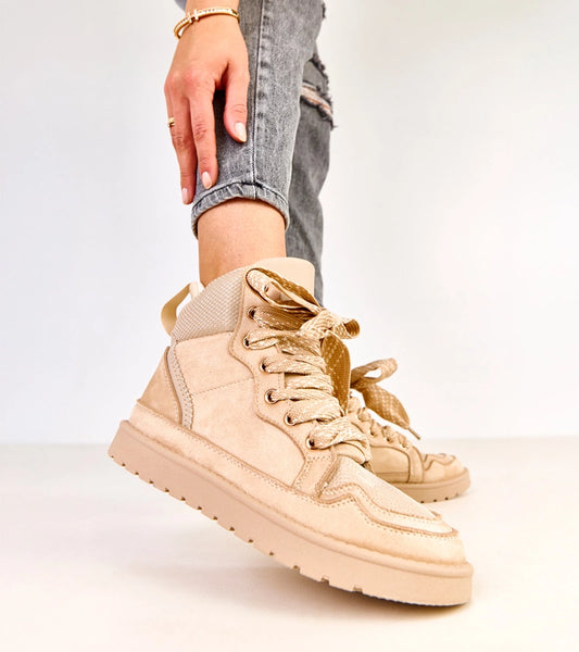 1-Béžové vysoké tenisky s tlustými tkaničkami Klevis-1