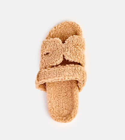 6-Béžové chlupaté pantofle s otevřenou špičkou Felissa-6