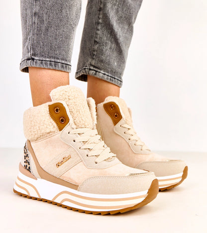 1-Béžové zateplené vysoké tenisky s kožíškem Mirasen-1