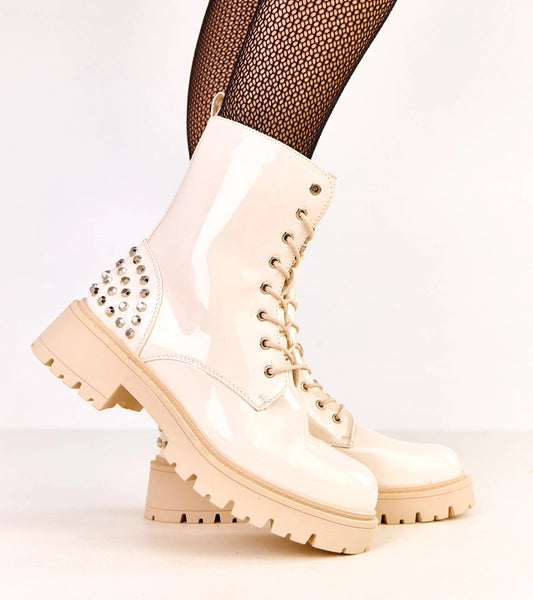 1-Béžové lakované trapery s cvočky Marsley-1