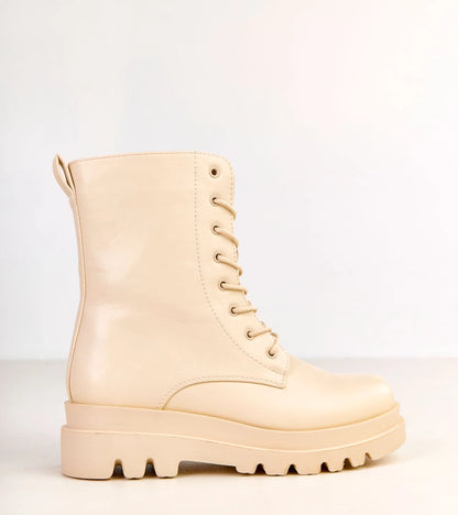 3-Béžové klasické dámské trapery z eko kůže Nargila-3