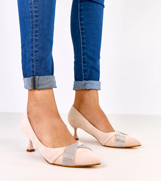 2-Béžové lodičky na nízkém podpatku s kamínky Tajlana-2