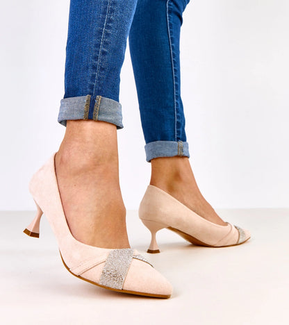 3-Béžové lodičky na nízkém podpatku s kamínky Tajlana-3