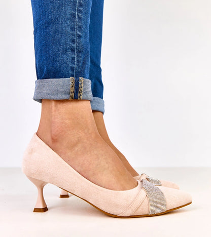 1-Béžové lodičky na nízkém podpatku s kamínky Tajlana-1