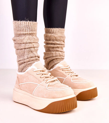 1-Béžové zateplené tenisky na platformě Vargas-1