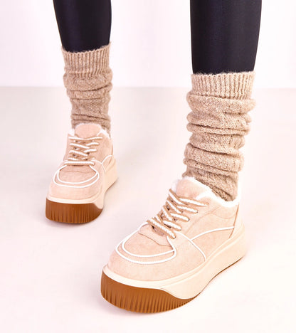 3-Béžové zateplené tenisky na platformě Vargas-3