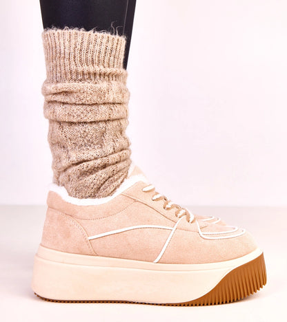 4-Béžové zateplené tenisky na platformě Vargas-4