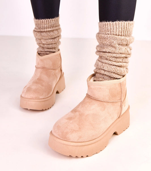 2-Béžové nízké sněhule z ekosemiše Joshua-2