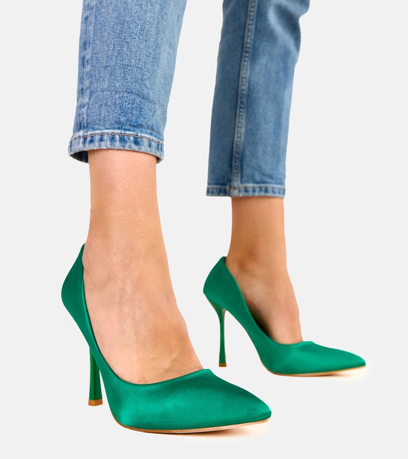 4-Zelené lodičky se saténovou úpravou Cindy-4