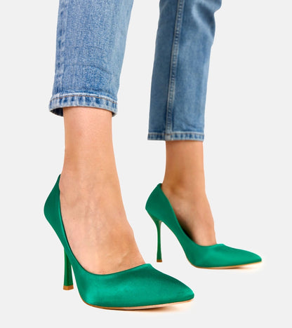 4-Zelené lodičky se saténovou úpravou Cindy-4