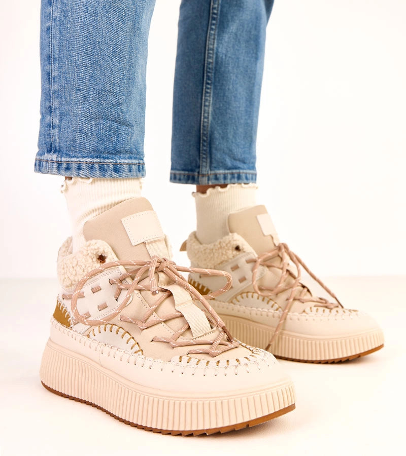 1-Béžové šněrovací sněhule s kožíškem Lesly-1