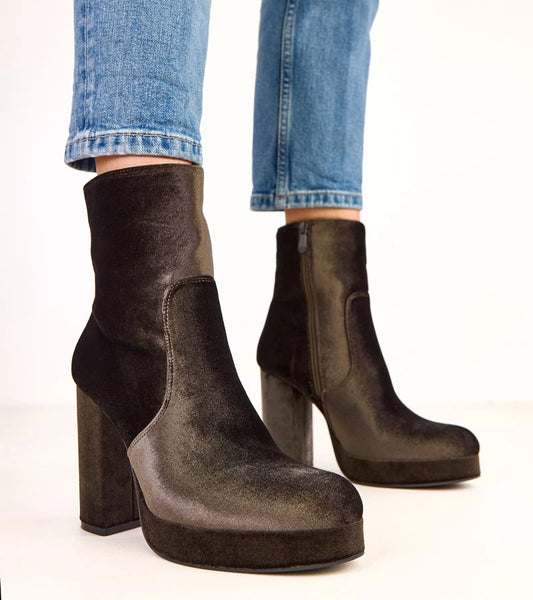 1-Zelené kotníkové boty na podpatku s leskem Asanda-1