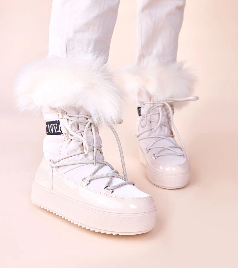 1-Béžové šněhule na šněrování s kožíškem Alison-1