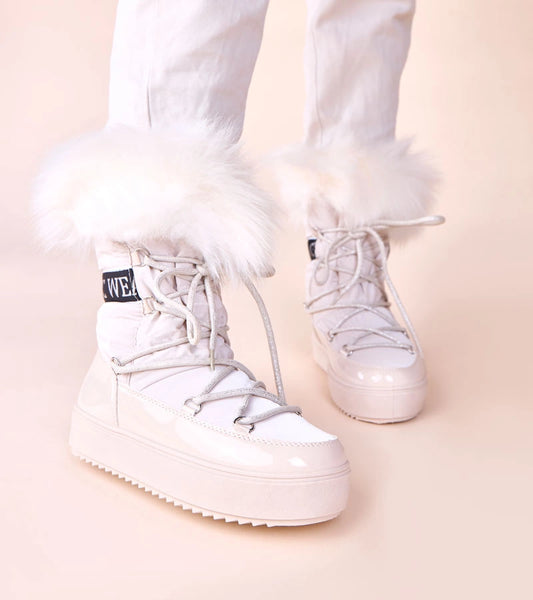 1-Béžové šněhule na šněrování s kožíškem Alison-1