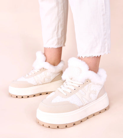 3-Béžové zateplené tenisky s kožíškem Nicha-3