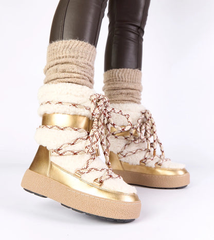 4-Zlaté šněrovací zateplené sněhule zdobené kožíškem Aicha-4