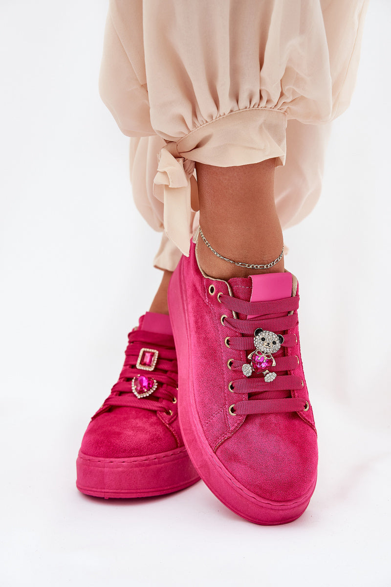 Dámské sneakersy na platformě s medvídkem Fuchsie