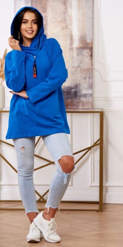 Chrpová oversize mikina s kapucí na zip