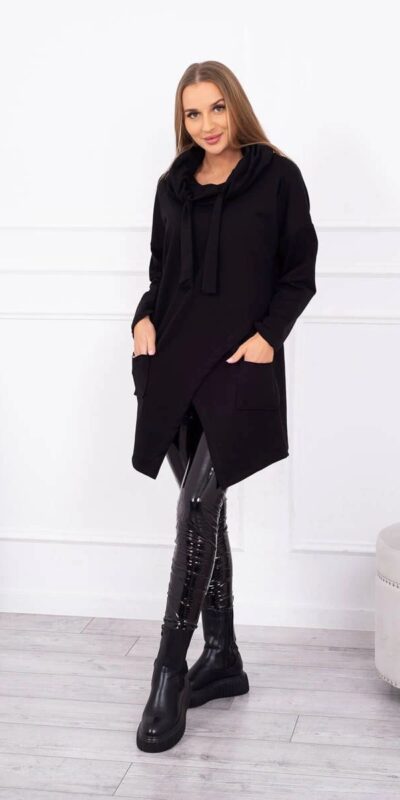 Oversize mikina s obálkovou přední částí černá
