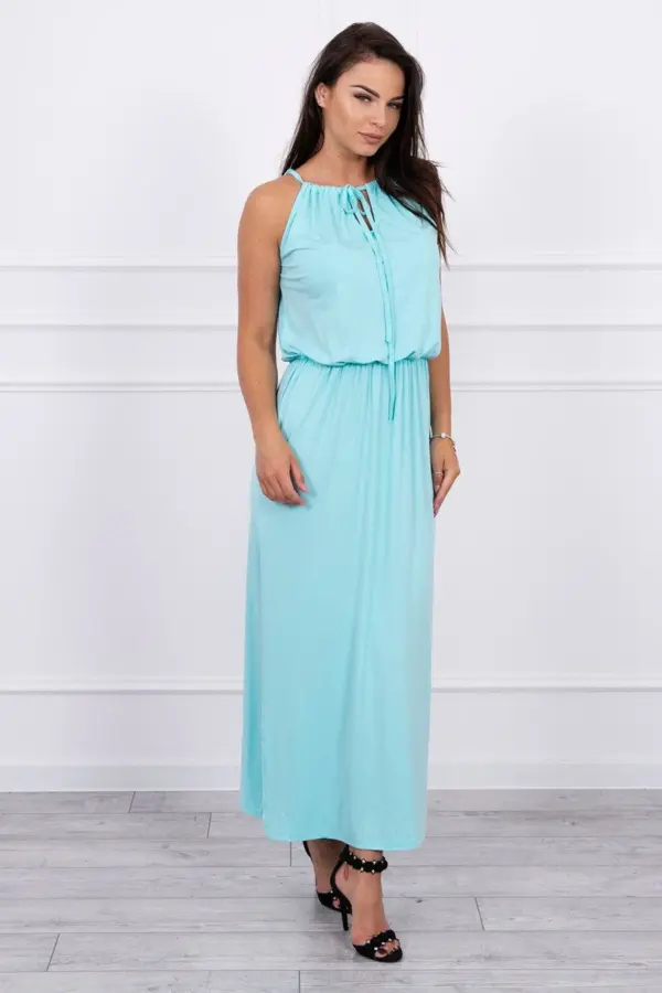 Boho šaty s peplum plisé Riina – Mátový