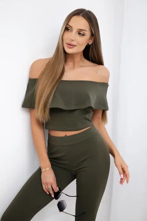 Komplet s volánovým topem Nato – Khaki