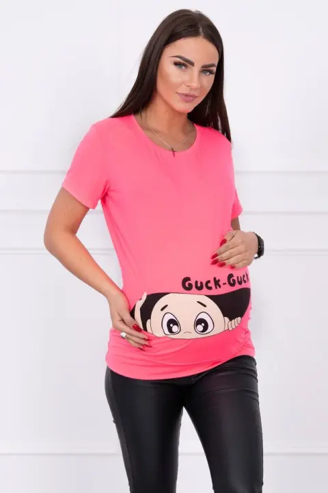 Těhotenské triko Guck Paola – Růžový neon
