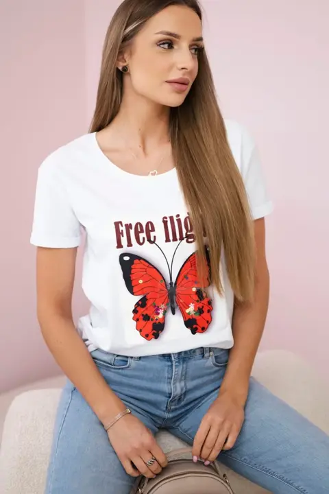 Triko s potiskem Hannele – Bílá
