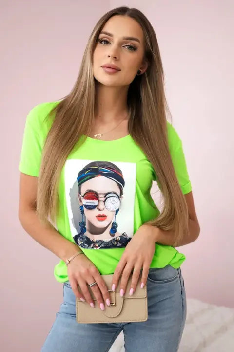 Triko s potiskem Iwona – Neónově zelená