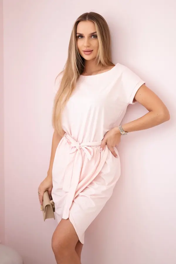 Šaty s obálkovým spodním dílem Panagiota – Pudrově růžová