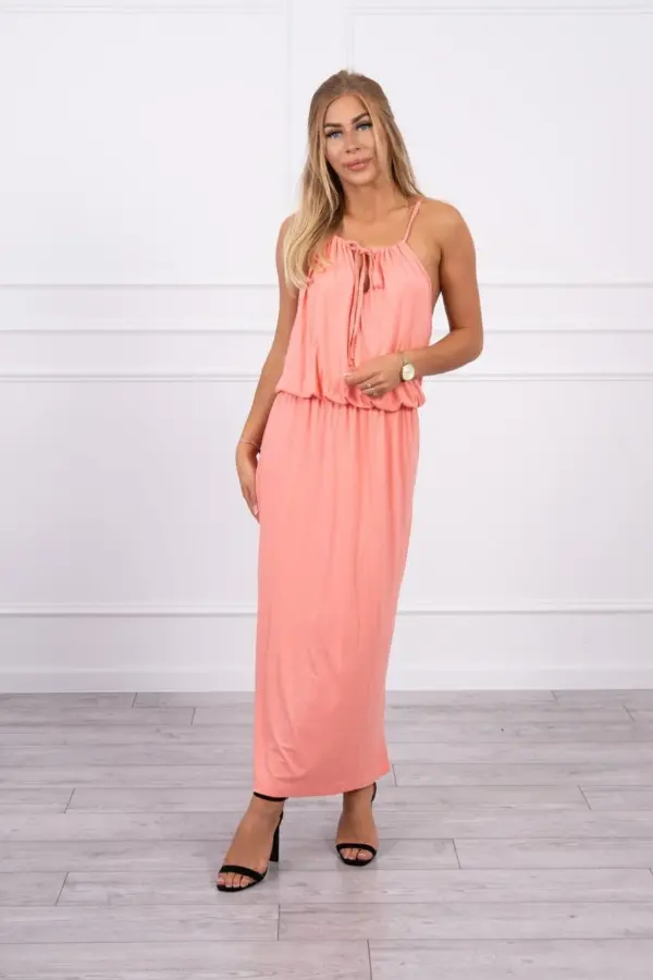 Boho šaty s peplum plisé Riina – Losos
