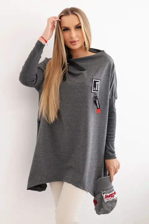 Oversize mikina s asymetrickými boky Zorka – Grafit