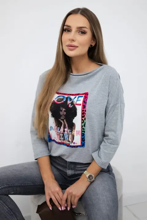 Triko s potiskem Lala – Grey