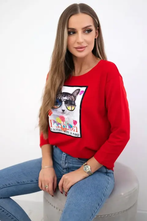 Triko s potiskem Angeliki – Červená