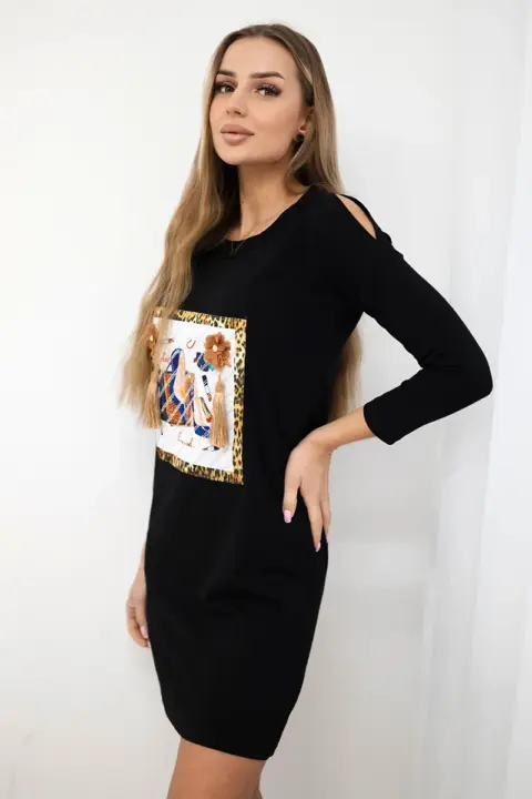 Šaty s potiskem Jette – Černá