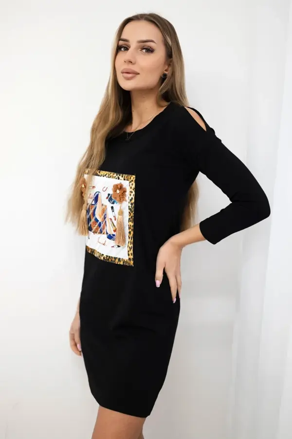 Šaty s potiskem Jette – Černá