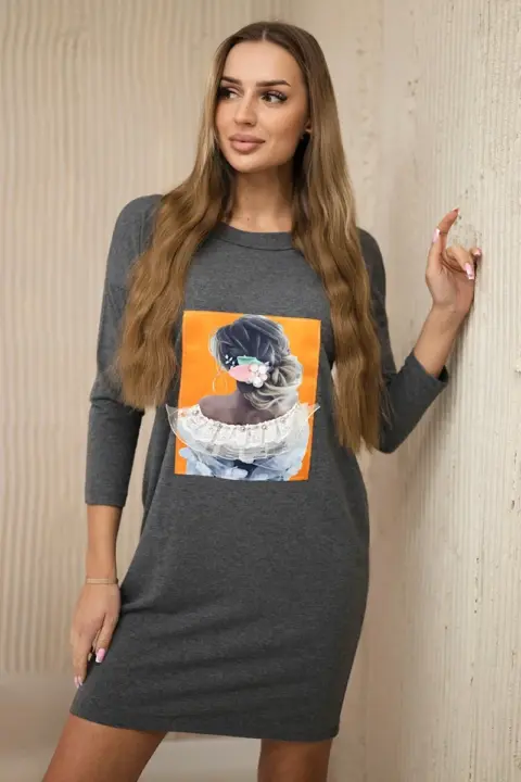 Šaty s potiskem Lone – Grafit