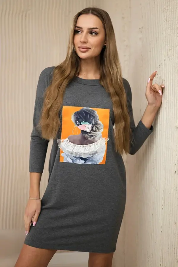 Šaty s potiskem Lone – Grafit
