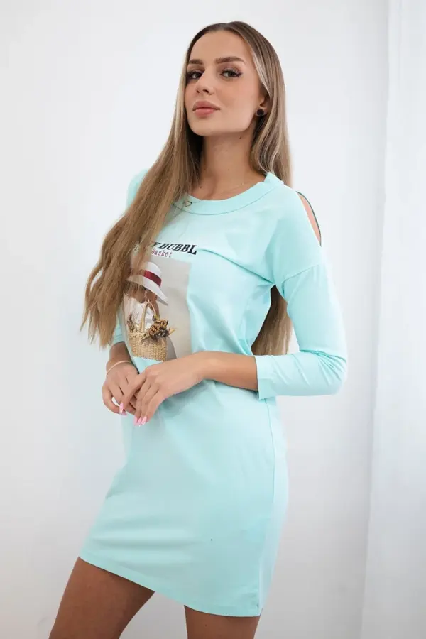 Šaty s potiskem Deniz – Mátový