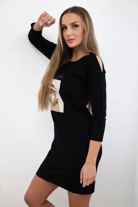 Šaty s potiskem Deniz – Černá