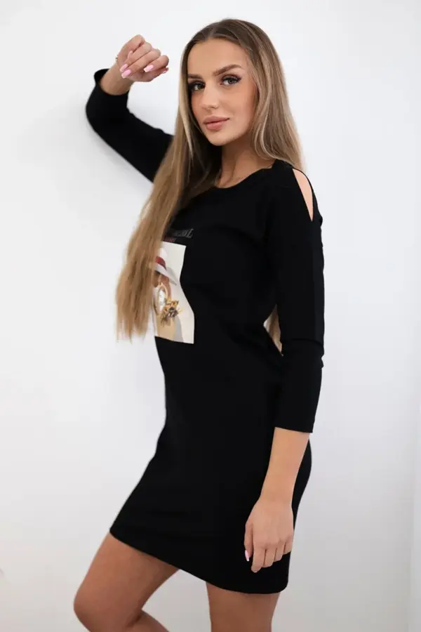 Šaty s potiskem Deniz – Černá