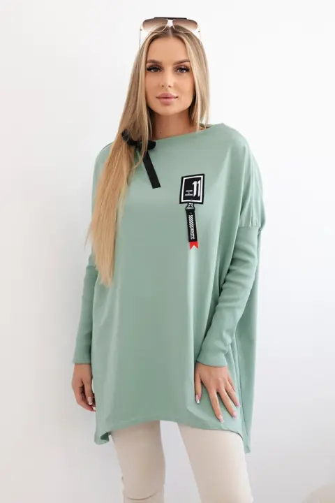 Oversize mikina s asymetrickými boky Zorka – Tmavě mátová